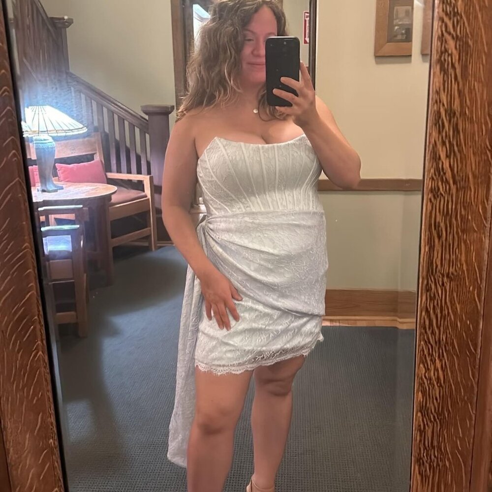 Chynna Mint Blue and Lavender Corset Mini Dress